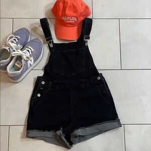 Darling black denim overall shorts by jeans, size medium, no flaws, non-smoking